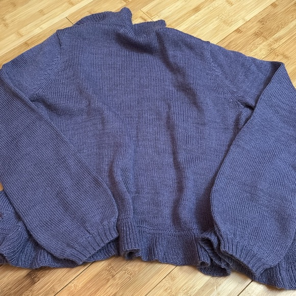 Betty Boop Balloon Sleeves Ruffle Knit Cardigan Purple - Picture 9 of 9